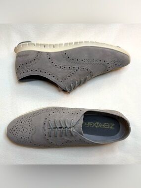 Cole Haan ZeroGrand in Gray Suede Wingtip Sneakers